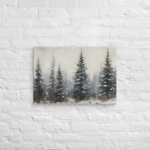 Pine Trees Canvas Wall Art Snow Scene Modern Decor Dipaliz - 18″×26″ - Paintings