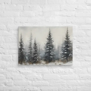 Pine Trees Canvas Wall Art Snow Scene Modern Decor Dipaliz - 20″×28″ - Paintings