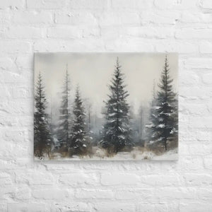 Pine Trees Canvas Wall Art Snow Scene Modern Decor Dipaliz - 24″×32″ - Paintings