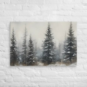 Pine Trees Canvas Wall Art Snow Scene Modern Decor Dipaliz - 24″×36″ - Paintings