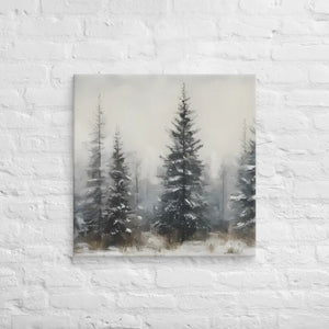 Pine Trees Canvas Wall Art Snow Scene Modern Decor Dipaliz - 26″×26″ - Paintings
