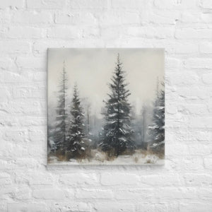Serene Pine Trees Canvas Wall Art – Winter Elegance - Dipaliz - Paintings