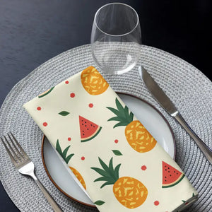 Cloth Napkin Set Tropical Pineapple Watermelon Design Dipaliz - Napkins
