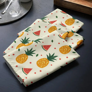 Cloth Napkin Set Tropical Pineapple Watermelon Design Dipaliz - Napkins