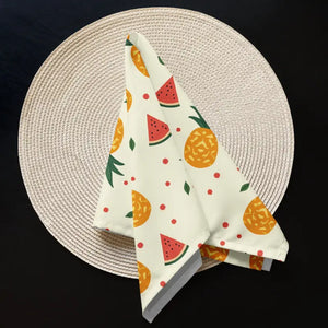 Cloth Napkin Set Tropical Pineapple Watermelon Design Dipaliz - Napkins