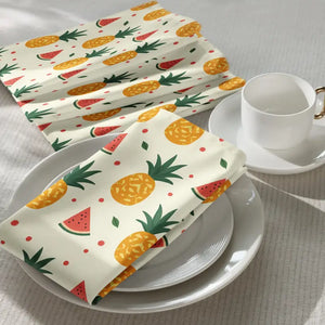 Cloth Napkin Set Tropical Pineapple Watermelon Design Dipaliz - Napkins