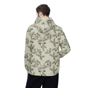 Outerwear - Pinecone Botanical Windbreaker Jacket - Forest Print - Dipaliz