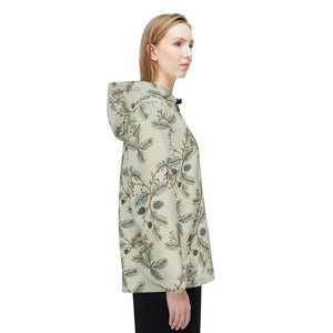 Outerwear - Pinecone Botanical Windbreaker Jacket - Forest Print - Dipaliz