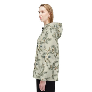 Outerwear - Pinecone Botanical Windbreaker Jacket - Forest Print - Dipaliz
