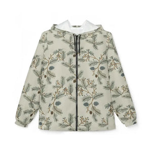 Outerwear - Pinecone Botanical Windbreaker Jacket - Forest Print - Dipaliz