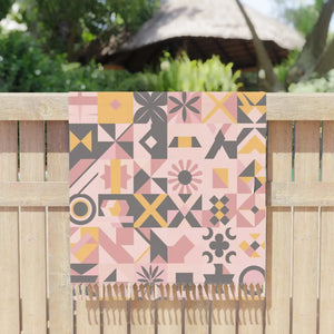 Pink Abstract Geometric Boho Beach Cloth 38x81 - Dipaliz - Towels