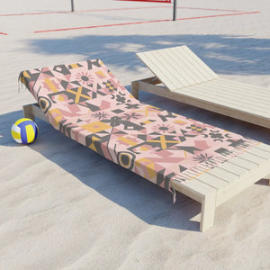 Pink Abstract Geometric Boho Beach Cloth 38x81 - Dipaliz - Towels