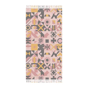 Boho Beach Towel Pink Abstract Geometric Pattern Dipaliz - 38’’ × 81’’ / Polyester - Towels