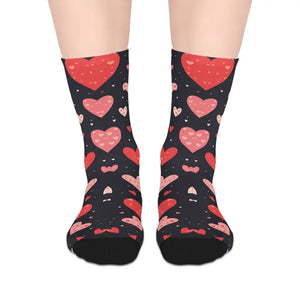 Stylish Red Hearts Mid-length Socks - Comfort Fashion - Dipaliz - one Size / 3/4 Crew
