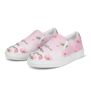 Pink Cherry Blossoms Women’s Slip on Canvas Shoes - Dipaliz - Sneakers