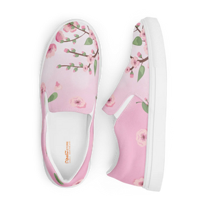 Pink Cherry Blossoms Women’s Slip on Canvas Shoes - Dipaliz - Sneakers