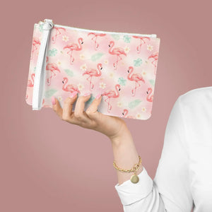 Pink Flamingo Floral Clutch Bag – Tropical Summer - Dipaliz - Bags