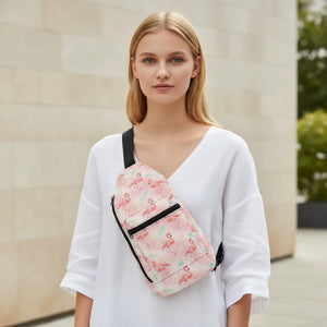 Pink Flamingo Pattern Sling Bag – Travel - Dipaliz - Cross Body Bags
