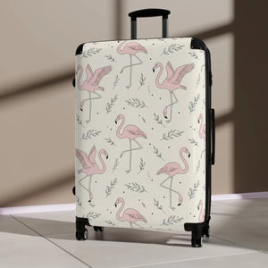 Pink Flamingo Pattern Suitcase – Cute Tropical Print - Dipaliz - Suitcases