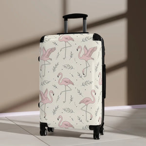 Pink Flamingo Pattern Suitcase – Cute Tropical Print - Dipaliz - Suitcases