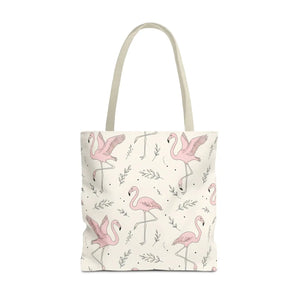 Pink Flamingo Pattern Tote Bag – Beach Shopper - Dipaliz - Bags