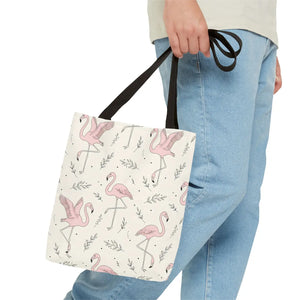 Pink Flamingo Pattern Tote Bag – Beach Shopper - Dipaliz - Bags