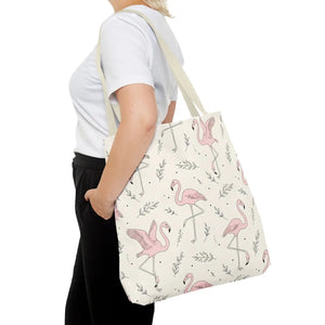 Pink Flamingo Pattern Tote Bag – Beach Shopper - Dipaliz - Bags