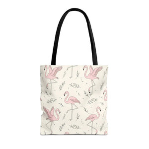 Pink Flamingo Pattern Tote Bag – Beach Shopper - Dipaliz - Bags