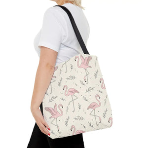 Pink Flamingo Pattern Tote Bag – Beach Shopper - Dipaliz - Bags