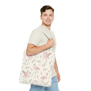Pink Flamingo Pattern Tote Bag – Beach Shopper - Dipaliz - Bags