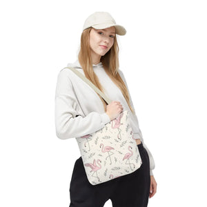 Pink Flamingo Pattern Tote Bag – Beach Shopper - Dipaliz - Bags