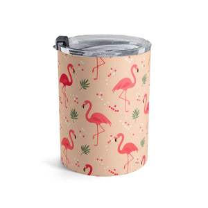 Pink Flamingo Pattern Tumbler – 10oz Stainless - Dipaliz - Tumblers