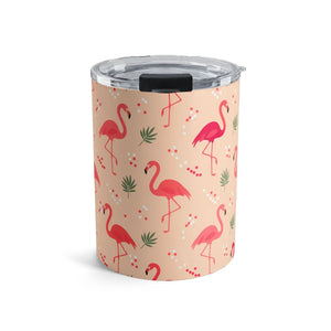 Pink Flamingo Pattern Tumbler – 10oz Stainless - Dipaliz - Tumblers