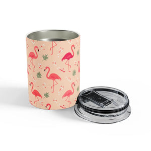 Pink Flamingo Pattern Tumbler – 10oz Stainless - Dipaliz - Tumblers