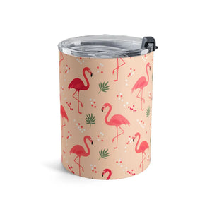 Pink Flamingo Pattern Tumbler – 10oz Stainless - Dipaliz - Tumblers