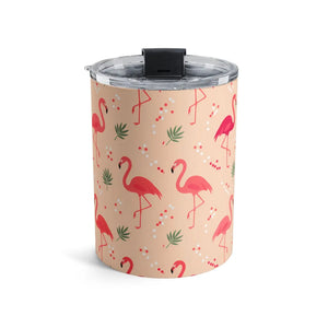 Pink Flamingo Pattern Tumbler – 10oz Stainless - Dipaliz - Tumblers