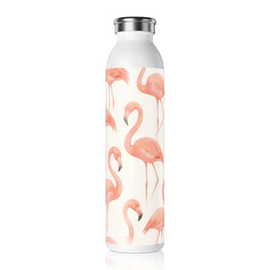 Premium Slim Water Bottle - Pink Flamingo Design - Dipaliz - 20oz / White - Bottles