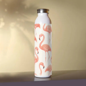 Premium Slim Water Bottle - Pink Flamingo Design - Dipaliz - 20oz / White - Bottles