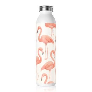 Premium Slim Water Bottle - Pink Flamingo Design - Dipaliz - 20oz / White - Bottles