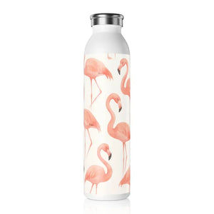 Premium Slim Water Bottle - Pink Flamingo Design - Dipaliz - 20oz / White - Bottles