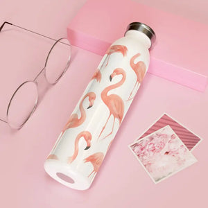 Premium Slim Water Bottle - Pink Flamingo Design - Dipaliz - 20oz / White - Bottles