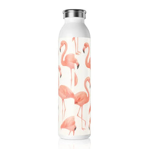 Premium Slim Water Bottle - Pink Flamingo Design - Dipaliz - 20oz / White - Bottles