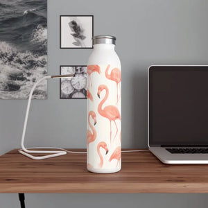 Premium Slim Water Bottle - Pink Flamingo Design - Dipaliz - 20oz / White - Bottles