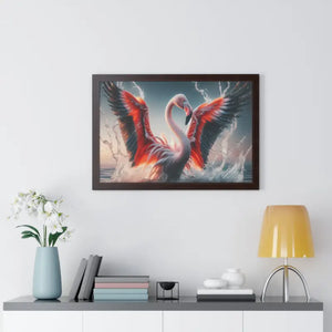 Pink Flamingo Splashing Gallery Canvas - Framed Poster - Dipaliz - Prints