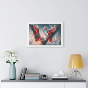 Pink Flamingo Splashing Gallery Canvas - Framed Poster - Dipaliz - Prints