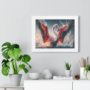 Pink Flamingo Splashing Gallery Canvas - Framed Poster - Dipaliz - Prints