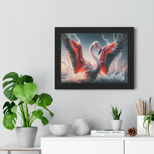 Pink Flamingo Splashing Gallery Canvas - Framed Poster - Dipaliz - Prints