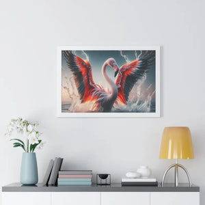 Pink Flamingo Splashing Gallery Canvas - Framed Poster - Dipaliz - Prints