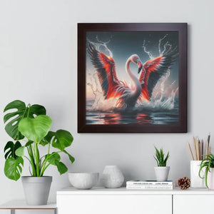 Pink Flamingo Splashing Gallery Canvas - Framed Poster - Dipaliz - Prints