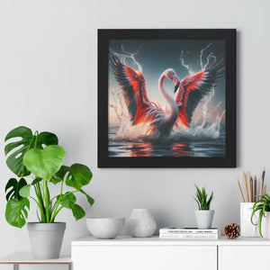 Pink Flamingo Splashing Gallery Canvas - Framed Poster - Dipaliz - Prints